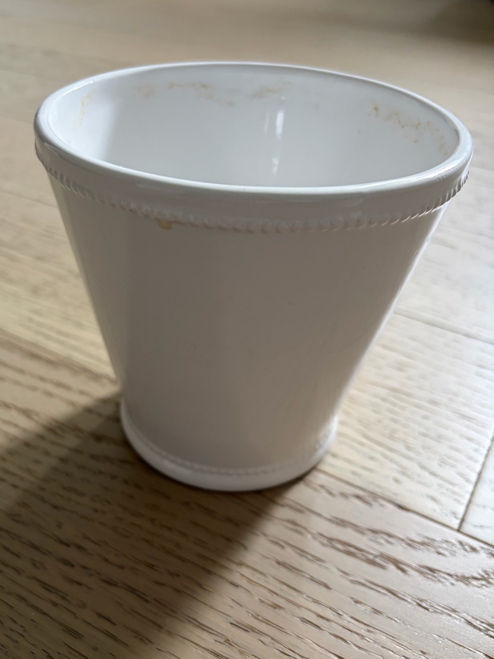 White Ceramic Planter with Beaded Rim